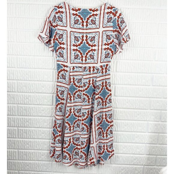 Anthropologie Maeve Dress Size 2 Praslin Button Front Print Flutter Sleeve - Picture 5 of 12